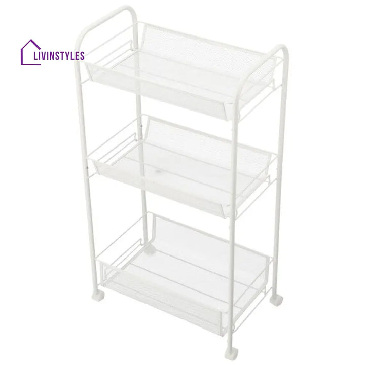 Ustella White Kitchen Trolley