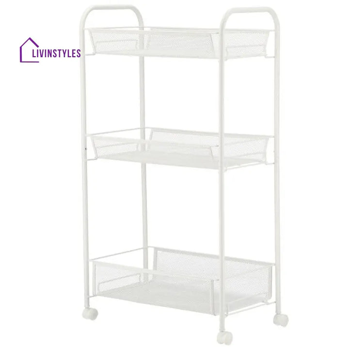 Ustella White Kitchen Trolley