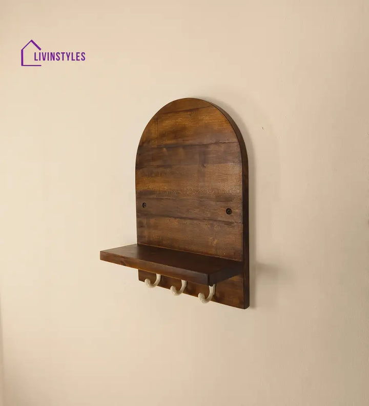 Valencia Wooden Wall Shelf Organiser With Key Holders