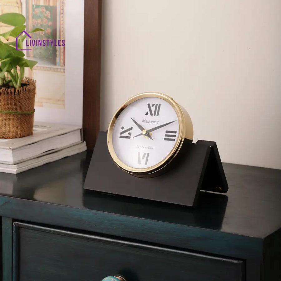 Varner Table Clock In Gold Black Clock