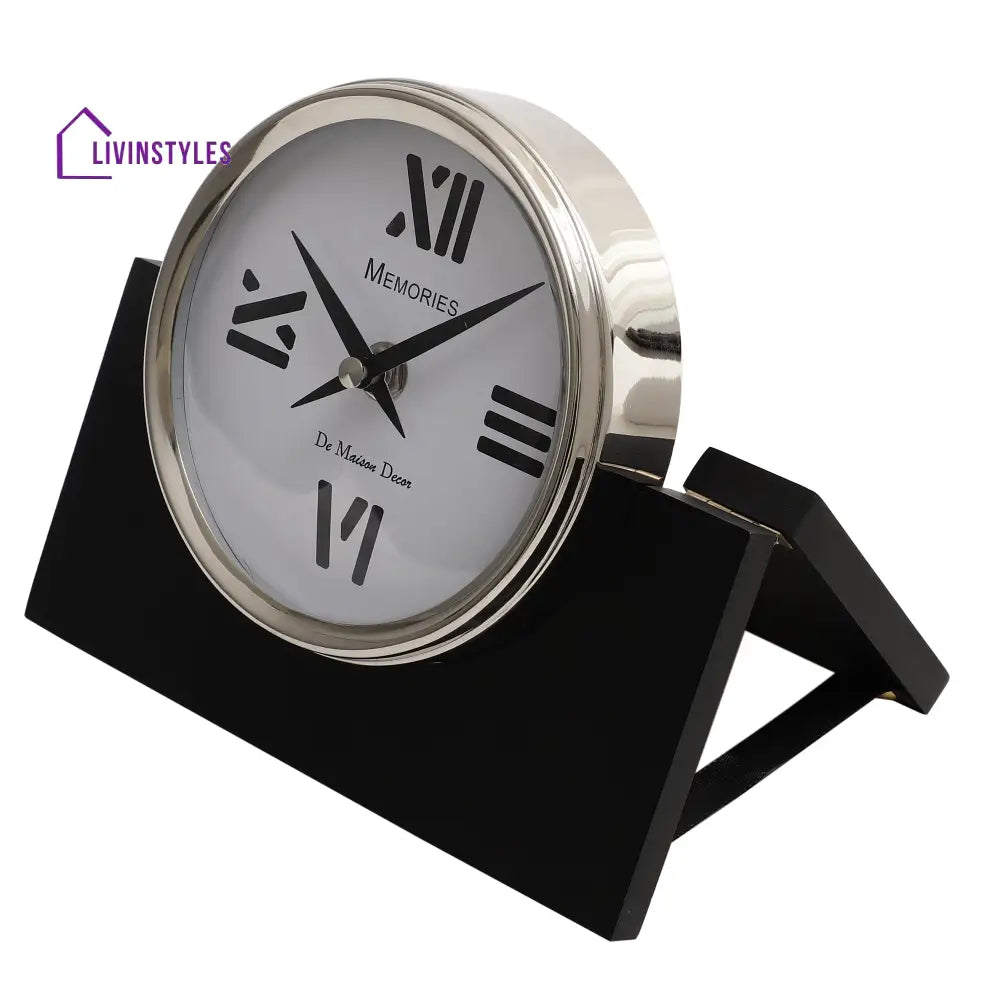 Varner Table Clock In Silver Black Table