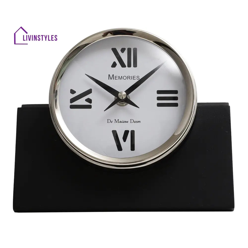 Varner Table Clock In Silver Black Table