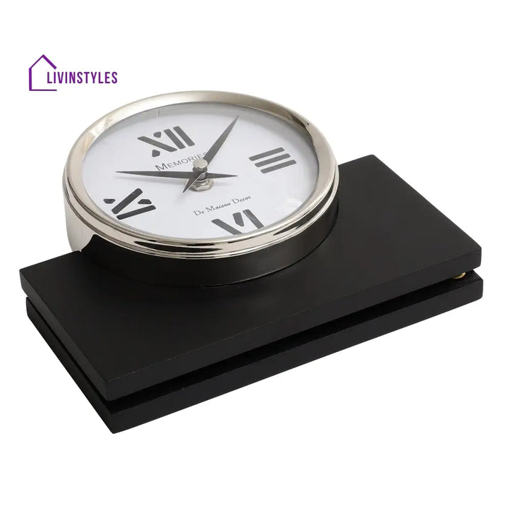 Varner Table Clock In Silver Black Table