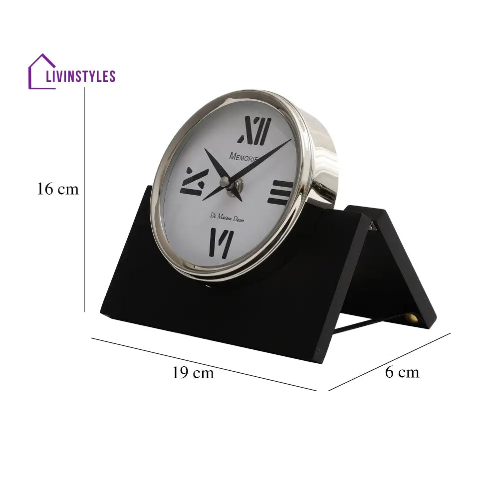 Varner Table Clock In Silver Black Table