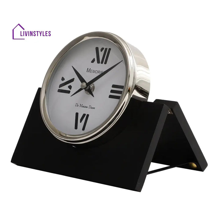 Varner Table Clock In Silver Black Table