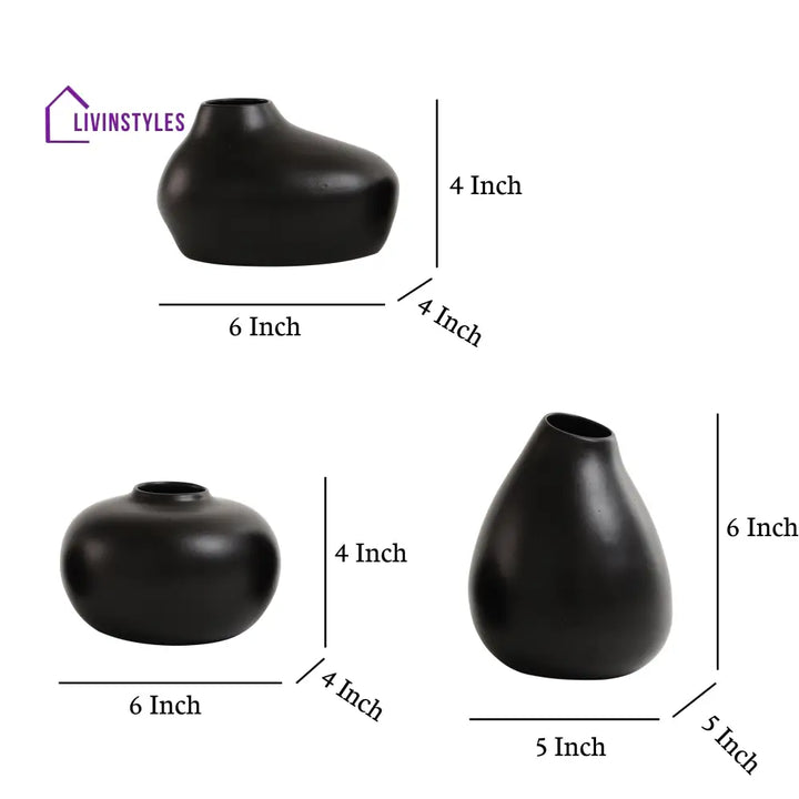 Varys Trio Black Vase Set