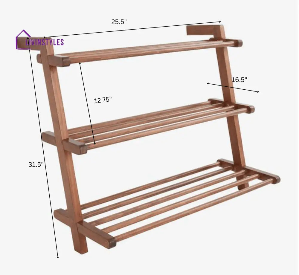 Vasilii Wooden 3-Tier Shoe Rack Shoe Racks