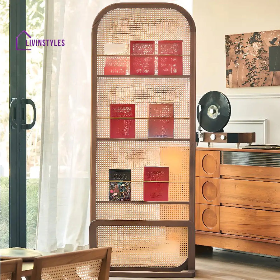 Vayla Wooden and Cane Weaving Room Partition for Living Room