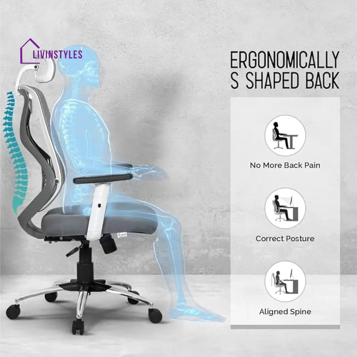 Vedica Office Chair High Back Mesh Ergonomic Home Desk With 3 Years Warranty Adjustable Armrests