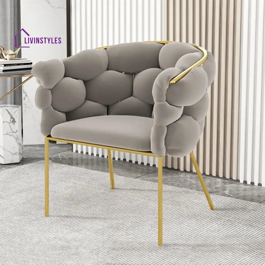 Veidika Gray Accent Chair Velvet Upholstery