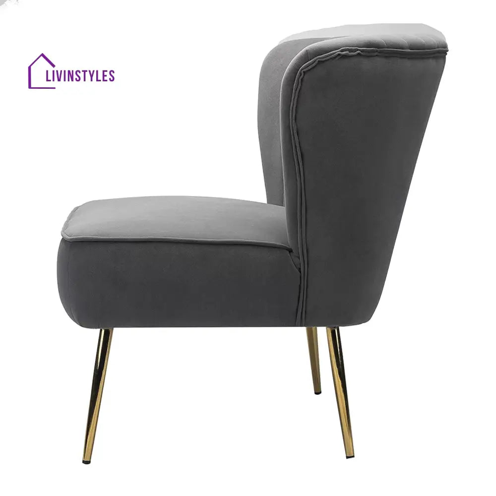 Velvet Barrel Lounge Chair Grey Furniture