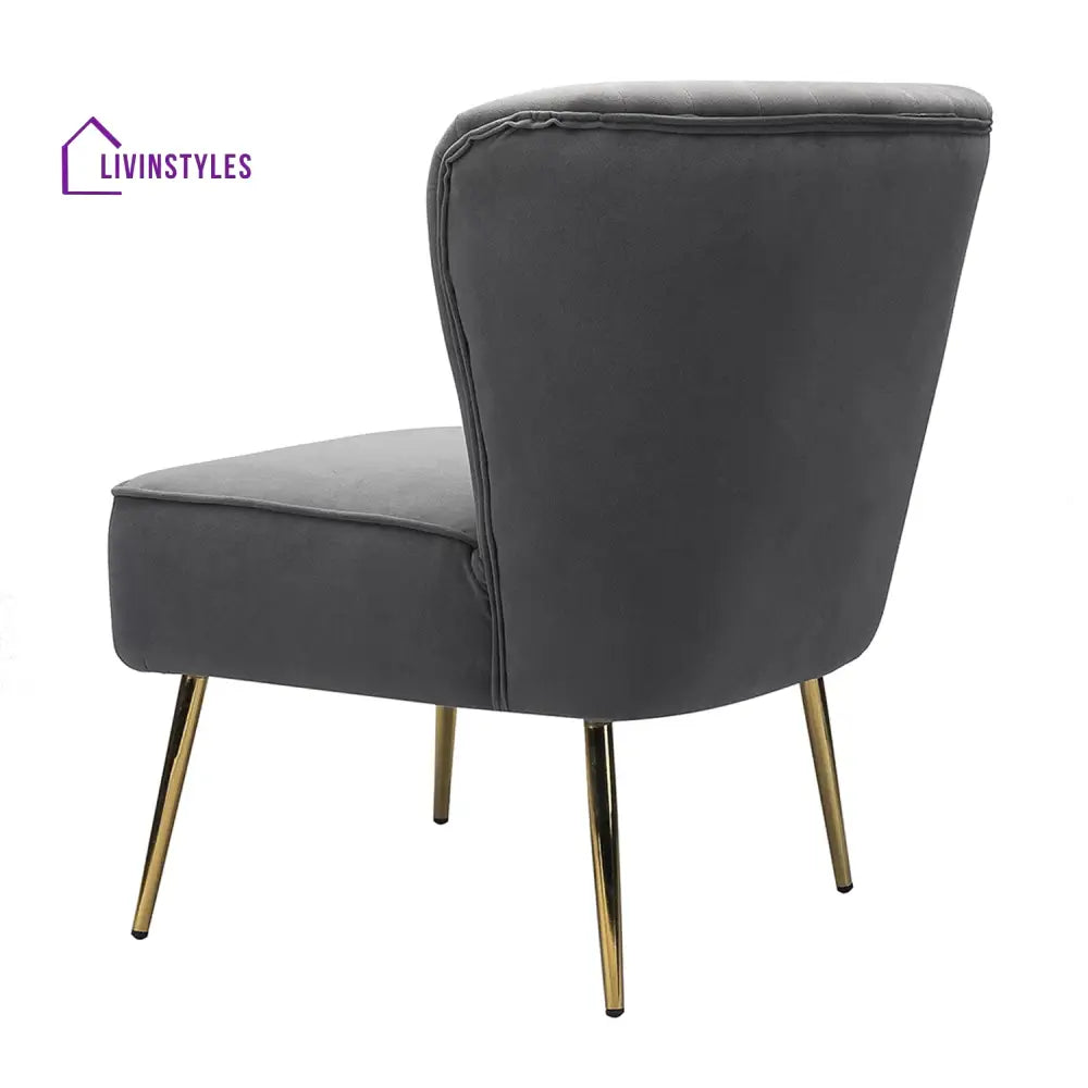 Velvet Barrel Lounge Chair Grey Furniture