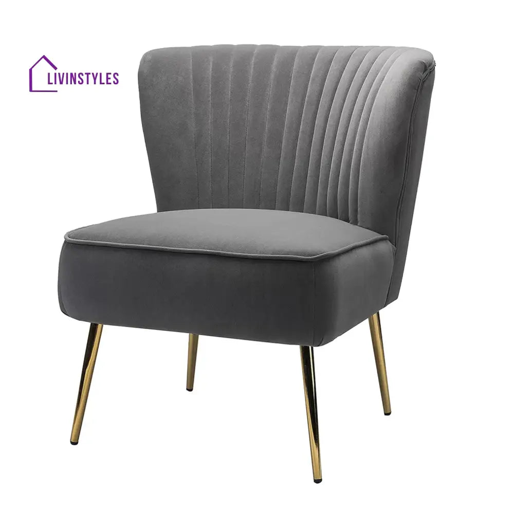 Velvet Barrel Lounge Chair Grey Furniture