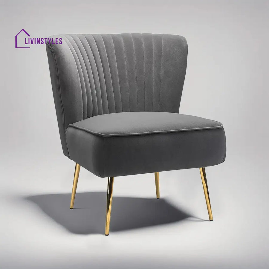 Velvet Barrel Lounge Chair Grey Furniture