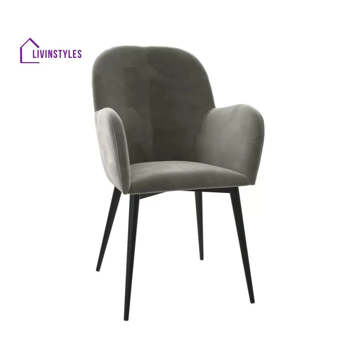 Velvet Dining Chair With Metallic Legs Grey Furniture