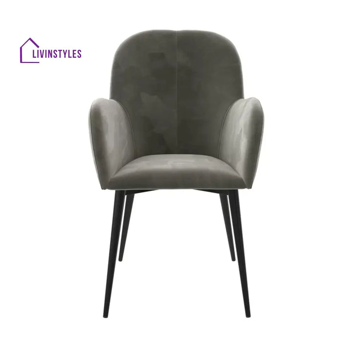 Velvet Dining Chair With Metallic Legs Grey Furniture