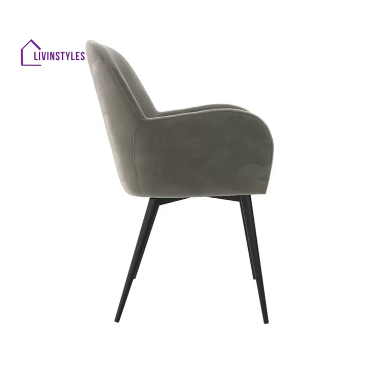 Velvet Dining Chair With Metallic Legs Grey Furniture