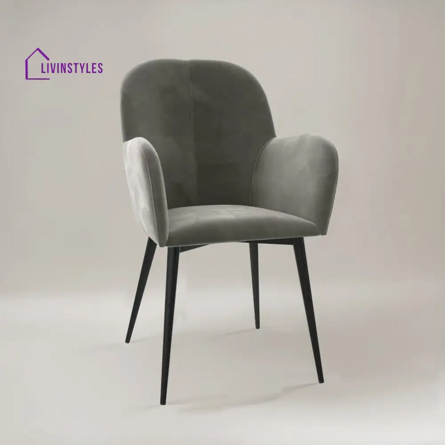 Velvet Dining Chair With Metallic Legs Grey Furniture