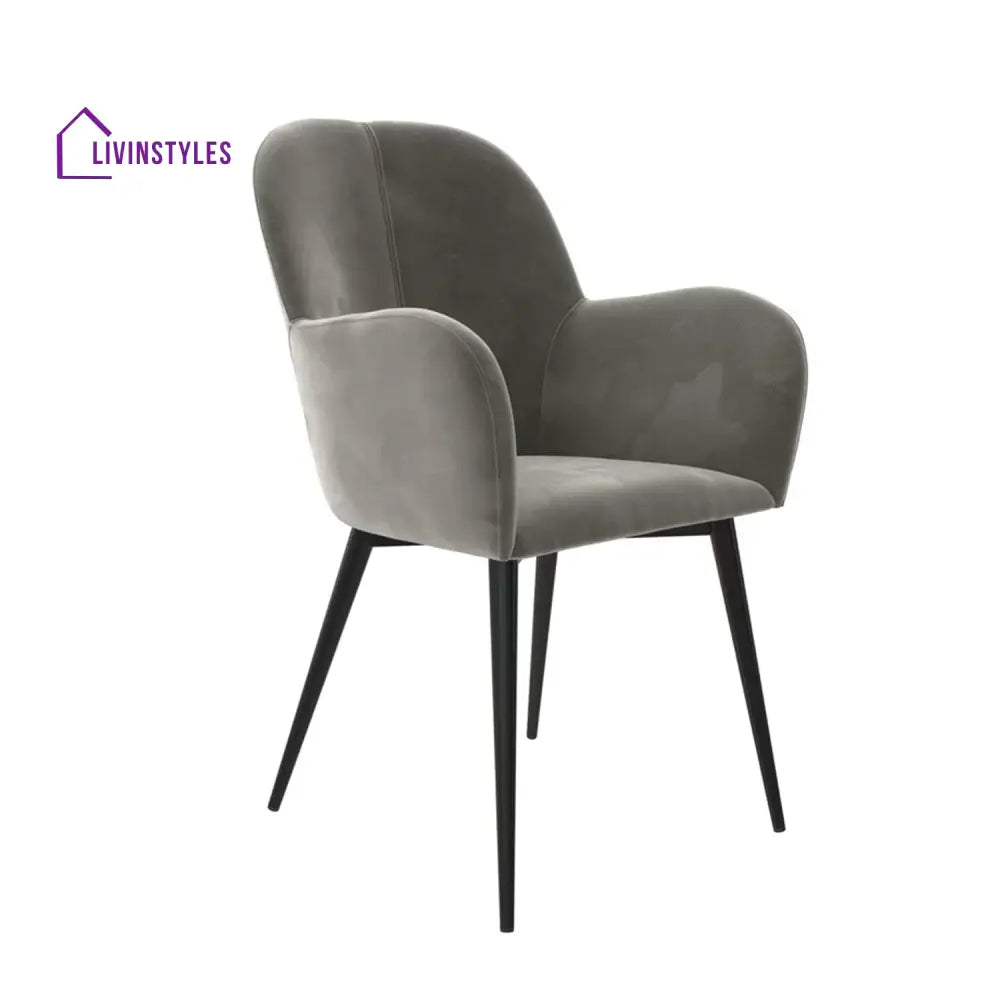 Velvet Dining Chair With Metallic Legs Grey Furniture