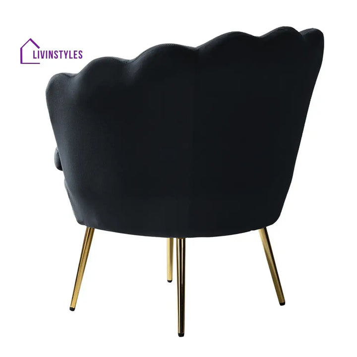 Velvet Floral Lounge Chair Black Furniture