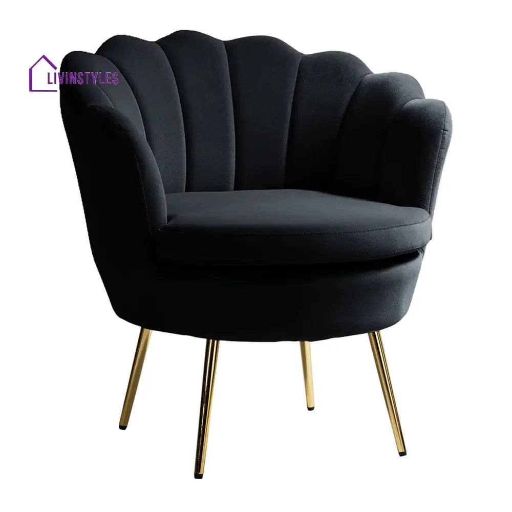 Velvet Floral Lounge Chair Black Furniture