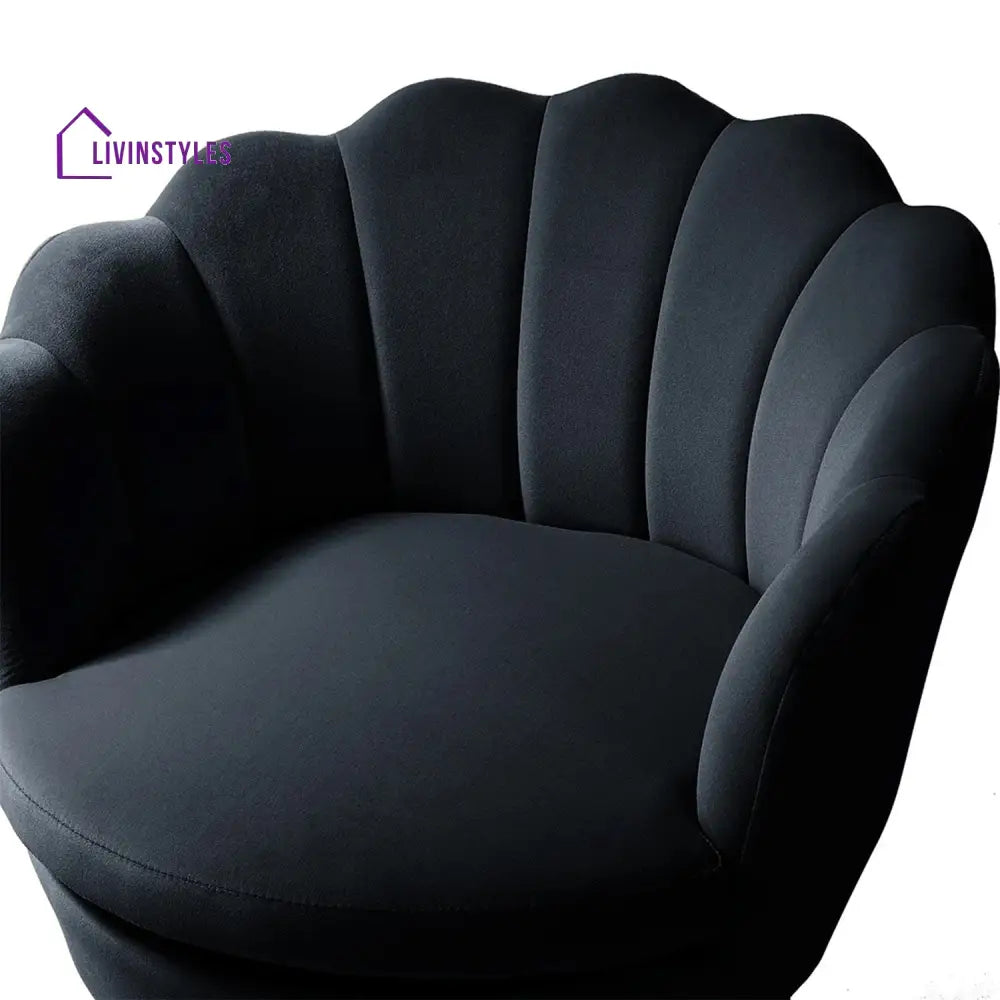 Velvet Floral Lounge Chair Black Furniture