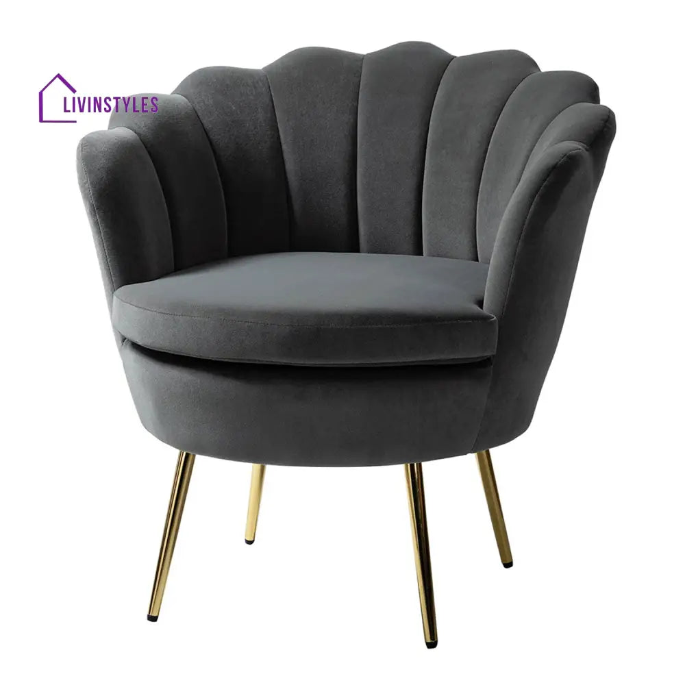 Velvet Floral Lounge Chair Grey Furniture