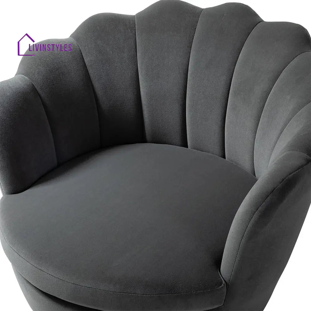 Velvet Floral Lounge Chair Grey Furniture