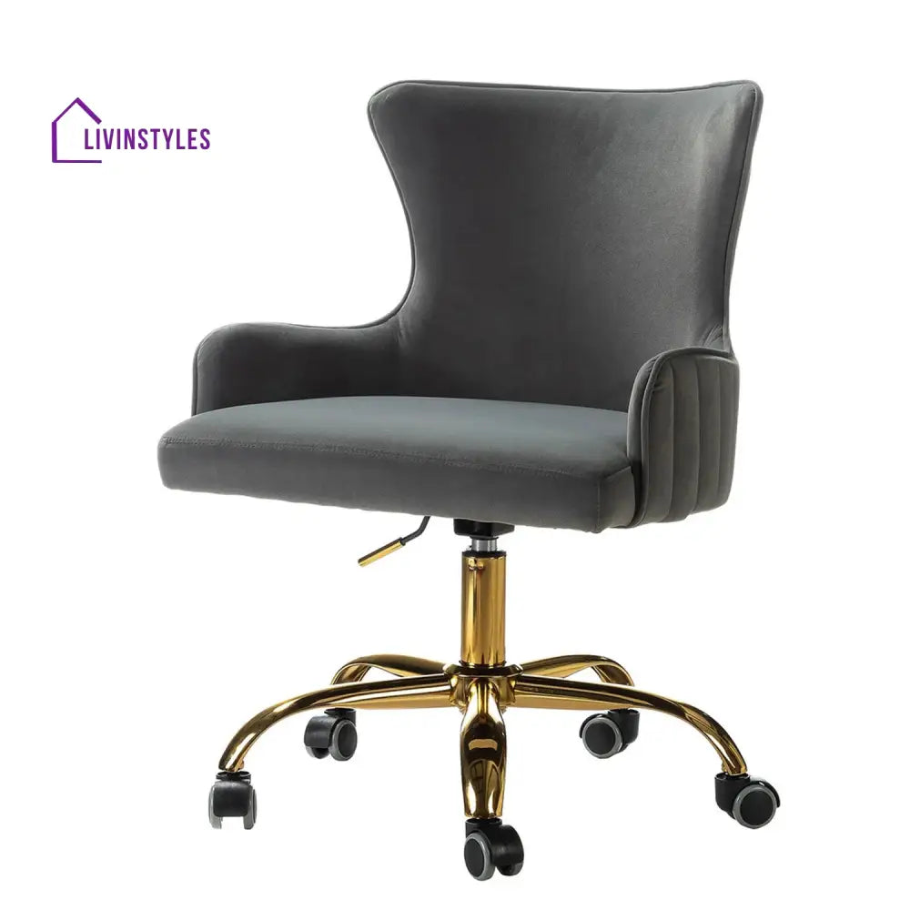 Velvet Sleek Office Chair Grey Furniture