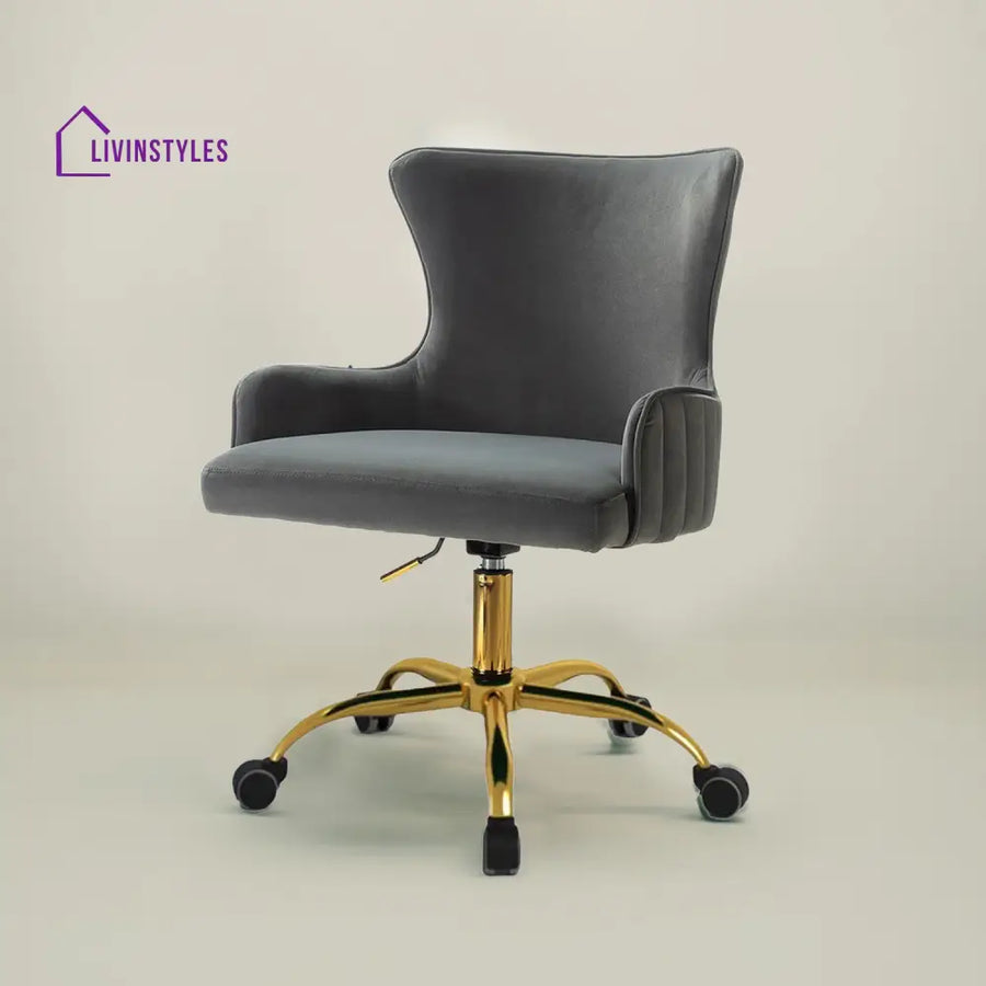 Velvet Sleek Office Chair Grey Furniture