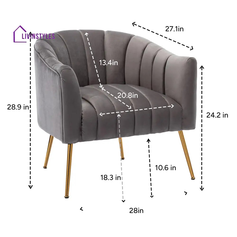 Velvet Stitch Lounge Chair Grey Furniture