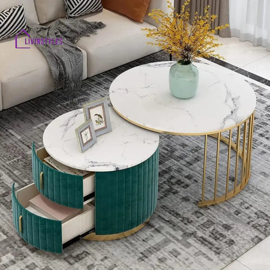 Vendant Metal And Marble Coffee Table Set For Living Room Tables