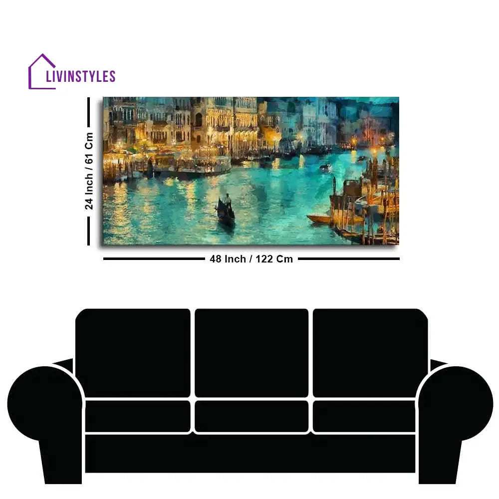 Venice City At Night Canvas Wall Painting