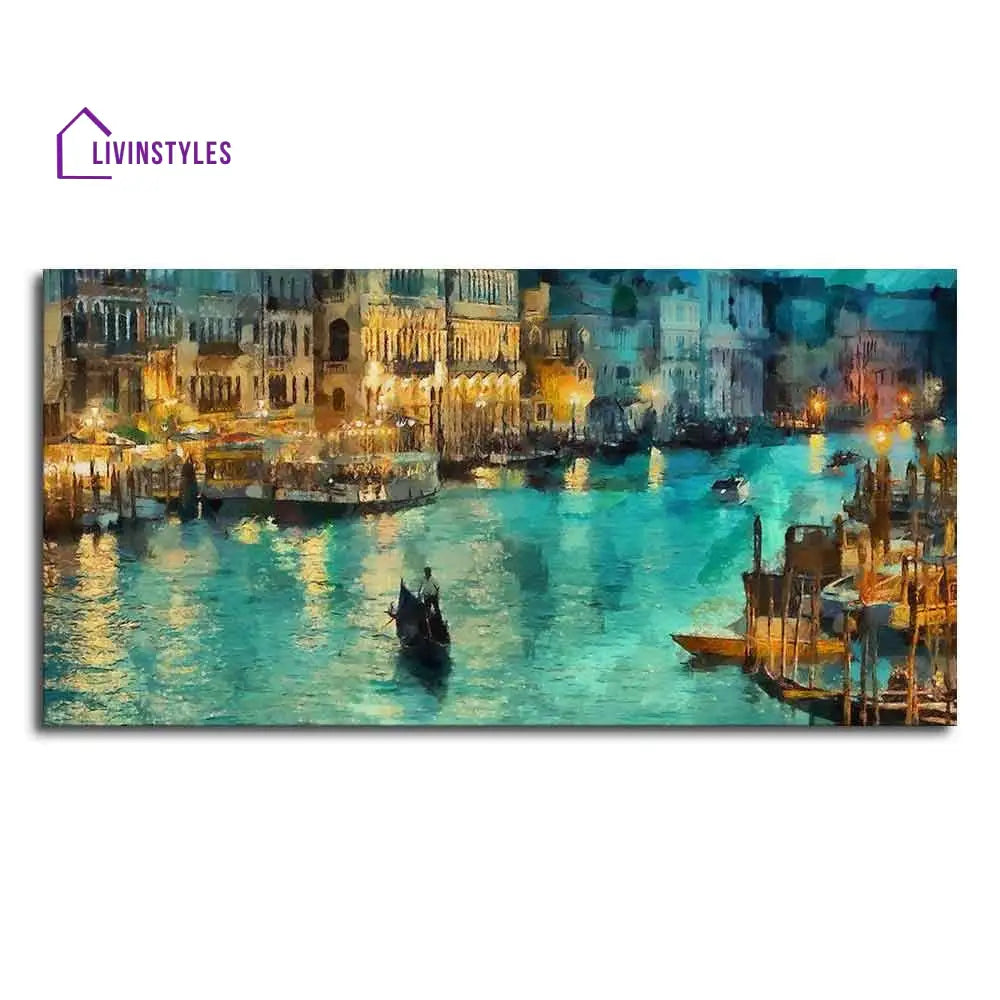 Venice City At Night Canvas Wall Painting