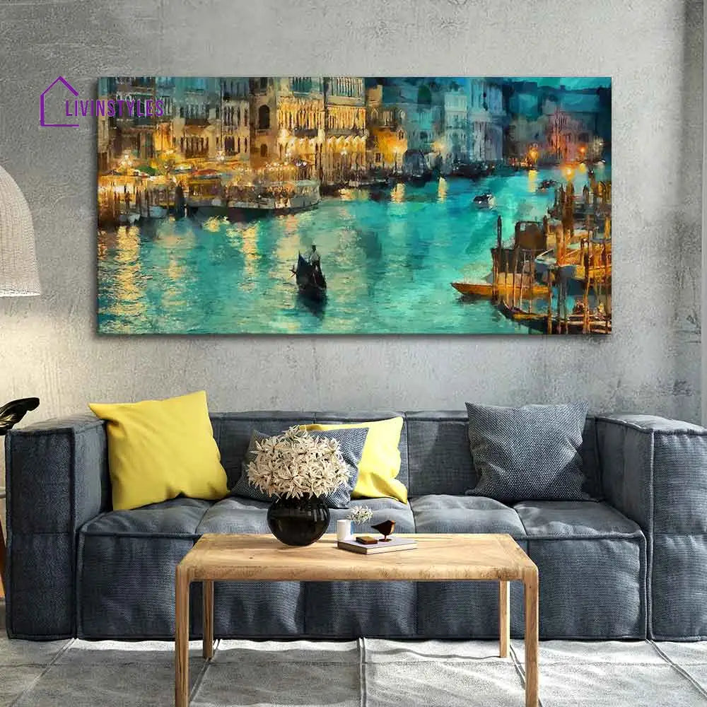 Venice City At Night Canvas Wall Painting