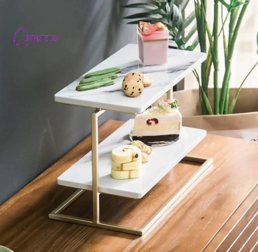 Venissa White Marble Cake Stand Stands