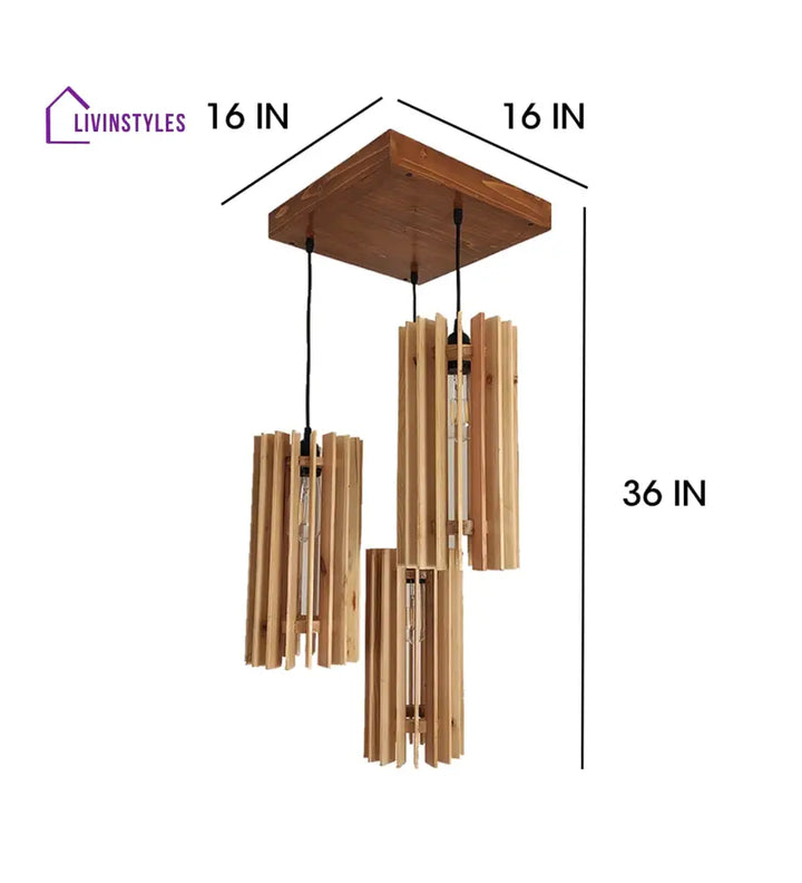 Ventus Beige Wooden Cluster Hanging Lamp Lamps