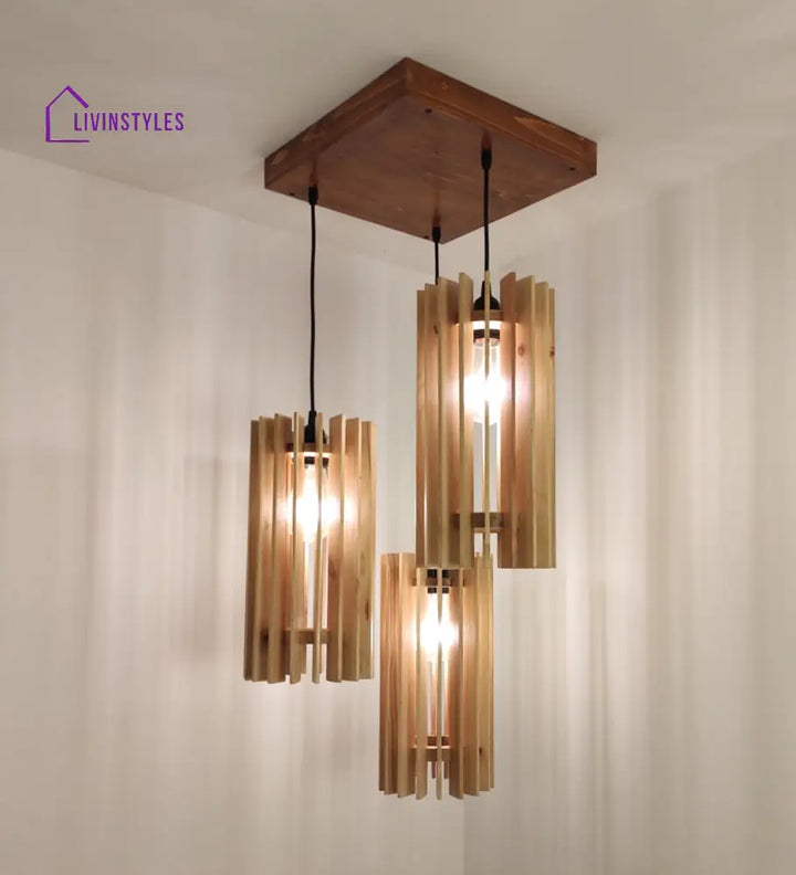 Ventus Beige Wooden Cluster Hanging Lamp Lamps