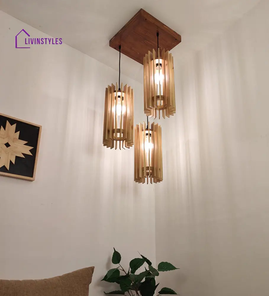 Ventus Beige Wooden Cluster Hanging Lamp Lamps