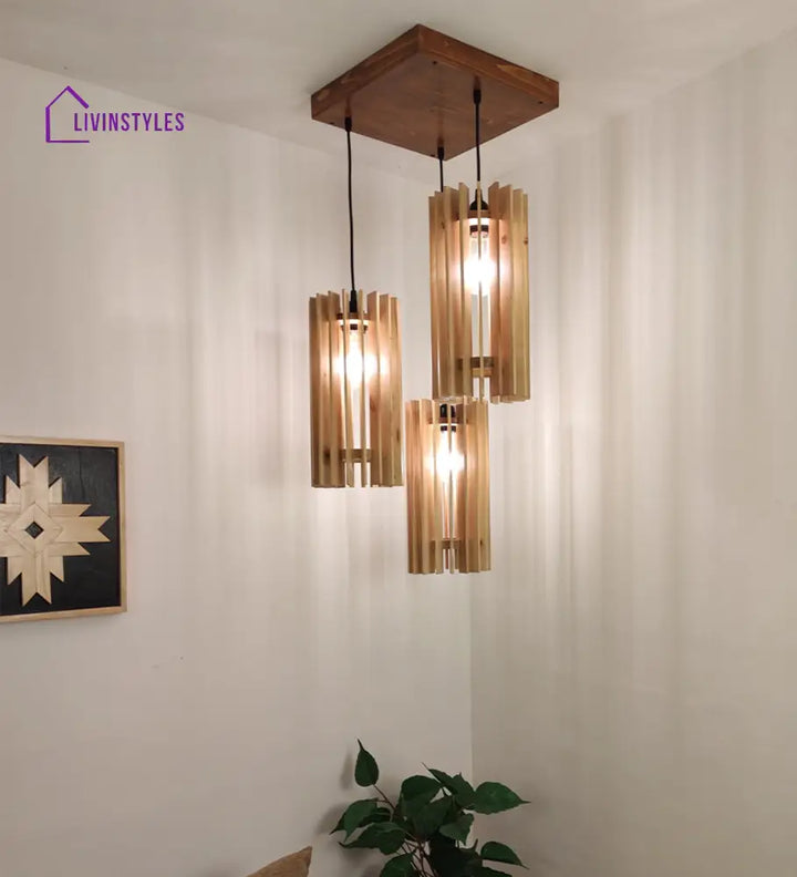 Ventus Beige Wooden Cluster Hanging Lamp Lamps