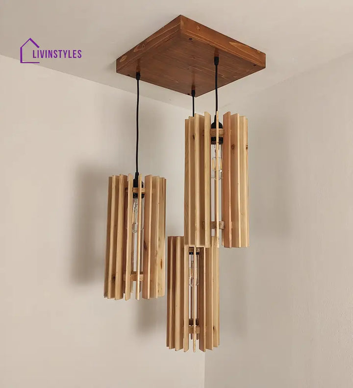 Ventus Beige Wooden Cluster Hanging Lamp Lamps