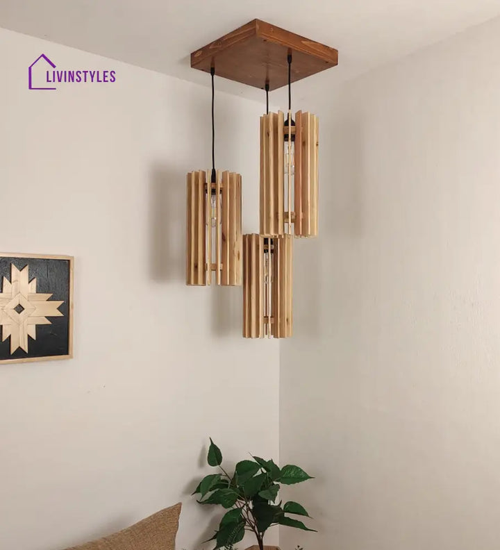 Ventus Beige Wooden Cluster Hanging Lamp Lamps