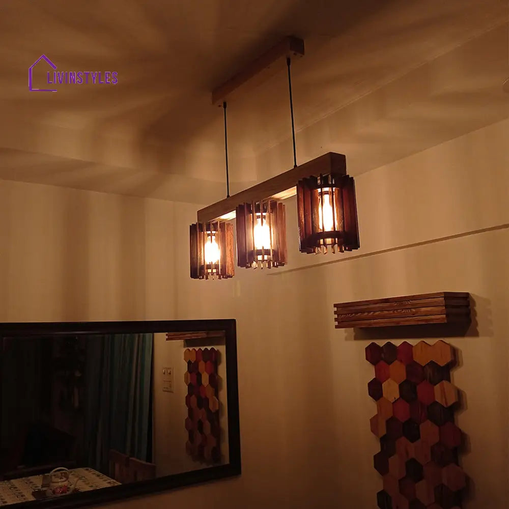 Ventus Brown & Beige Wooden Series Hanging Lamp Lamps