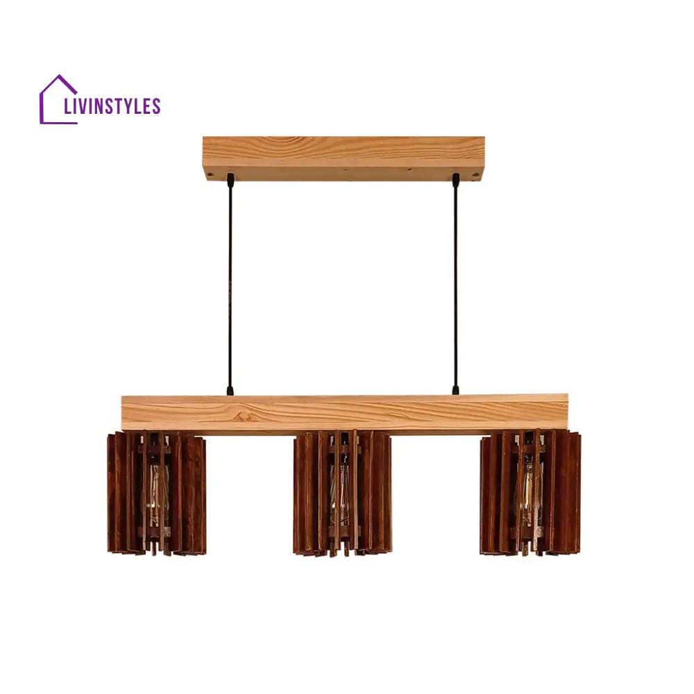 Ventus Brown & Beige Wooden Series Hanging Lamp Lamps