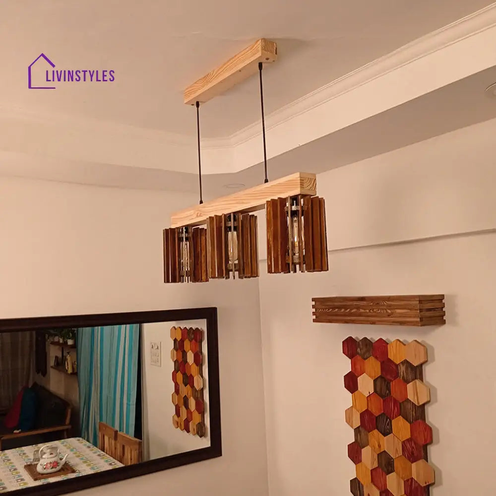 Ventus Brown & Beige Wooden Series Hanging Lamp Lamps