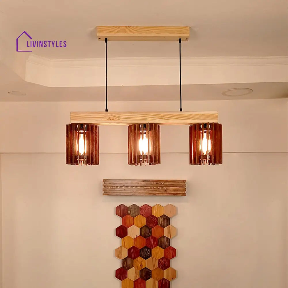 Ventus Brown & Beige Wooden Series Hanging Lamp Lamps