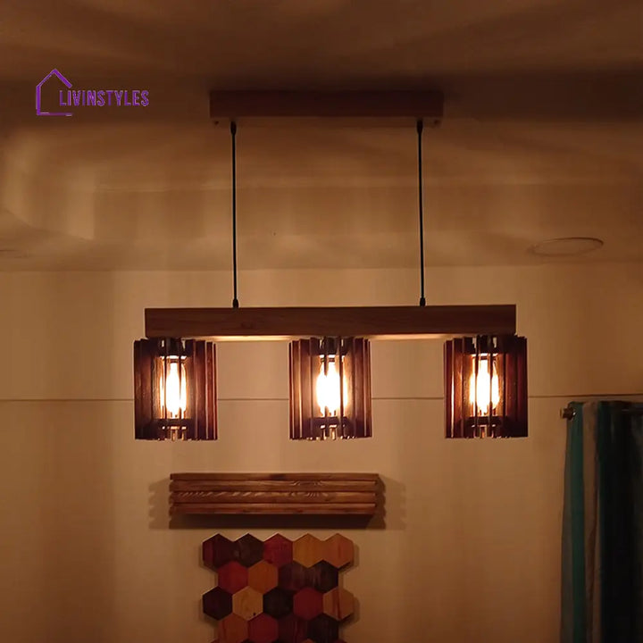 Ventus Brown & Beige Wooden Series Hanging Lamp Lamps