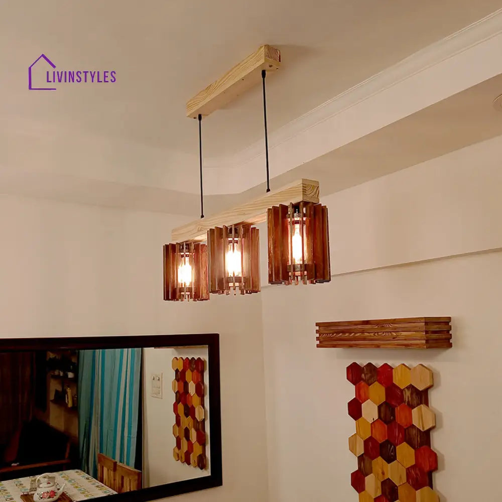 Ventus Brown & Beige Wooden Series Hanging Lamp Lamps