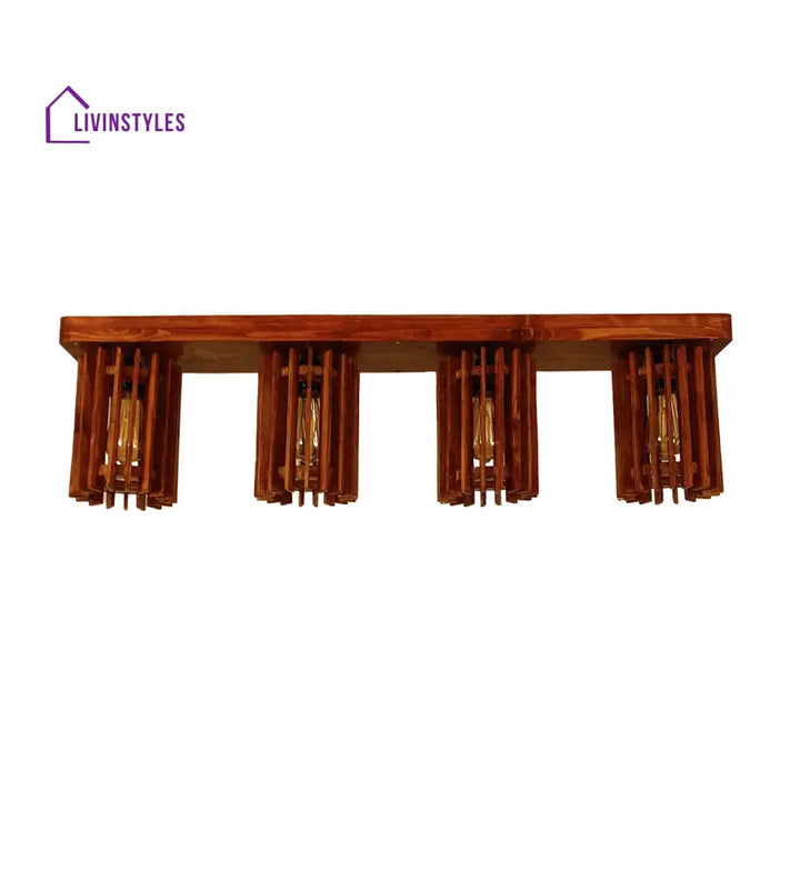 Ventus Brown Wooden 4 Series Ceiling Lamp Lights