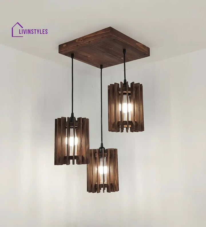 Ventus Brown Wooden Cluster Hanging Lamp Lamps